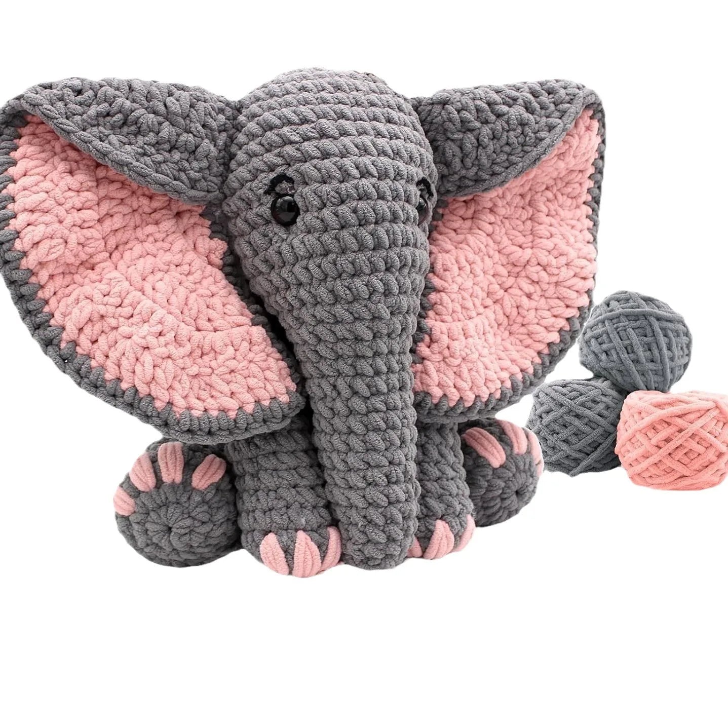 Elephant Crochet Kit - Birthday Gift for Kids & Beginners with Tools