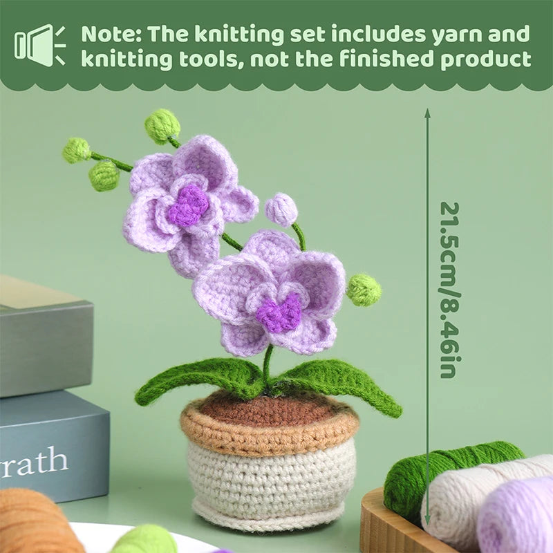 Orchid Crochet Kit for Beginners - Yarn, Needles & Hook with Guide