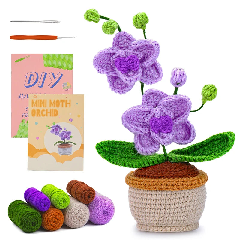 Orchid Crochet Kit for Beginners - Yarn, Needles & Hook with Guide