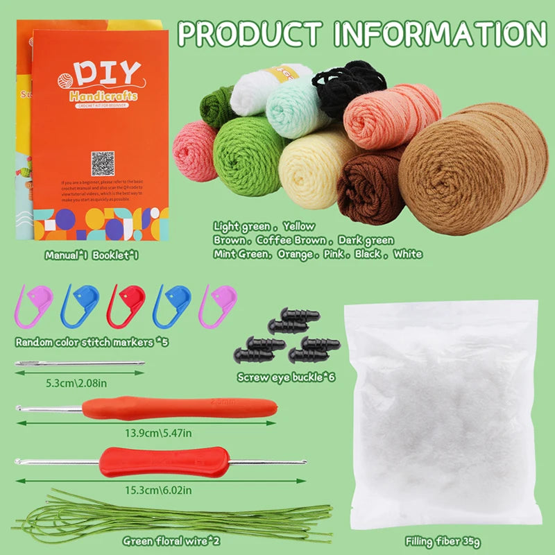 Crochet Starter Kit for Adults | 3/6pc Beginner Set with Hooks & Yarn