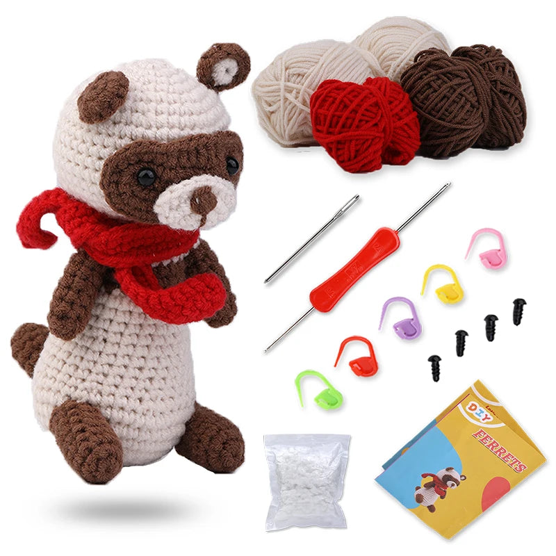 Animal Crochet Kit | Tool Yarn & Video for Beginners
