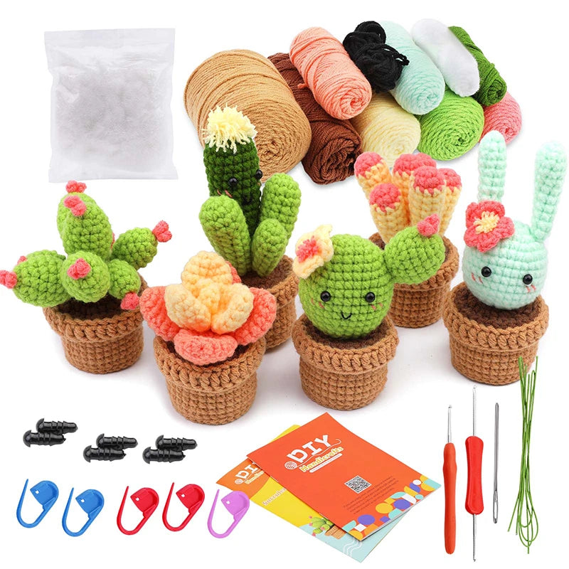 Crochet Starter Kit for Adults | 3/6pc Beginner Set with Hooks & Yarn