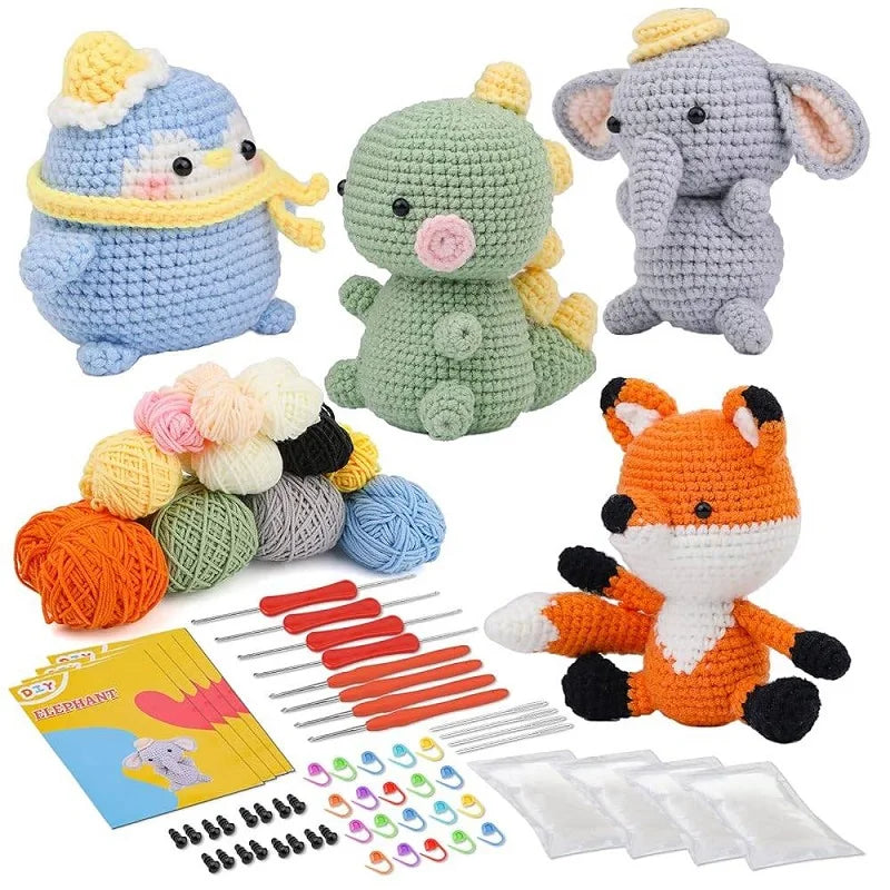 Animal Crochet Kit | Tool Yarn & Video for Beginners