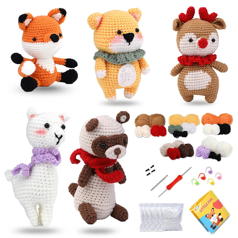 Animal Crochet Kit | Tool Yarn & Video for Beginners