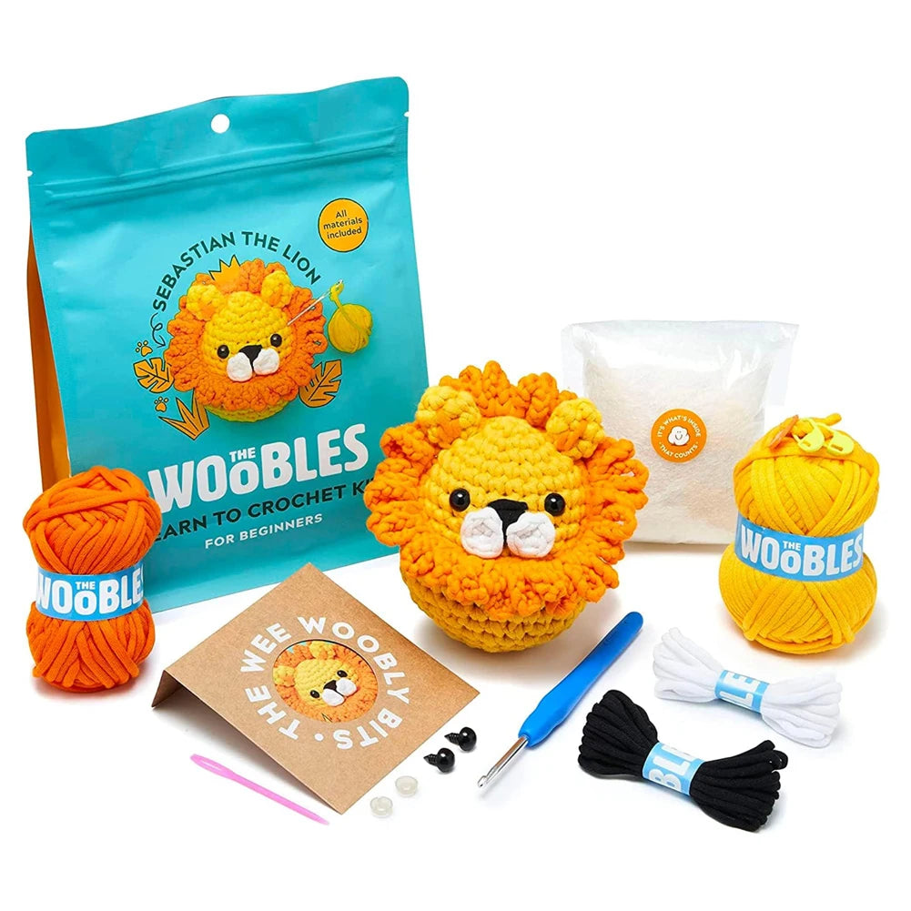 Kids Crochet Kit - Cotton Yarn, Hooks & Stuffed Animal for Beginners