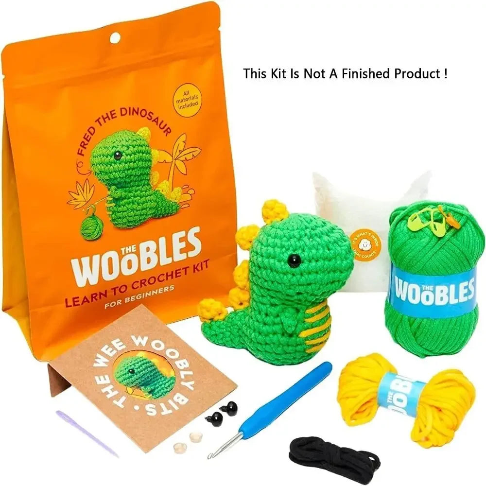 Kids Crochet Kit - Cotton Yarn, Hooks & Stuffed Animal for Beginners