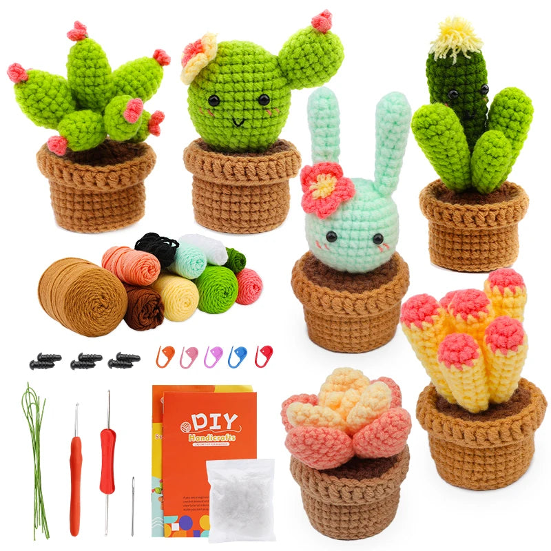 Crochet Starter Kit for Adults | 3/6pc Beginner Set with Hooks & Yarn