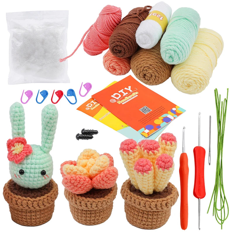 Crochet Starter Kit for Adults | 3/6pc Beginner Set with Hooks & Yarn