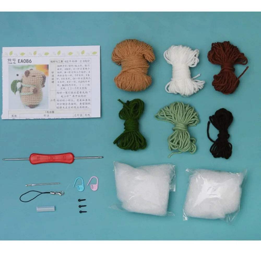 Capybara Crochet Kit | Beginner DIY Stuffed Animal with Hooks & Guide