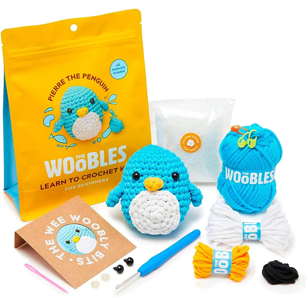 Kids Crochet Kit - Cotton Yarn, Hooks & Stuffed Animal for Beginners