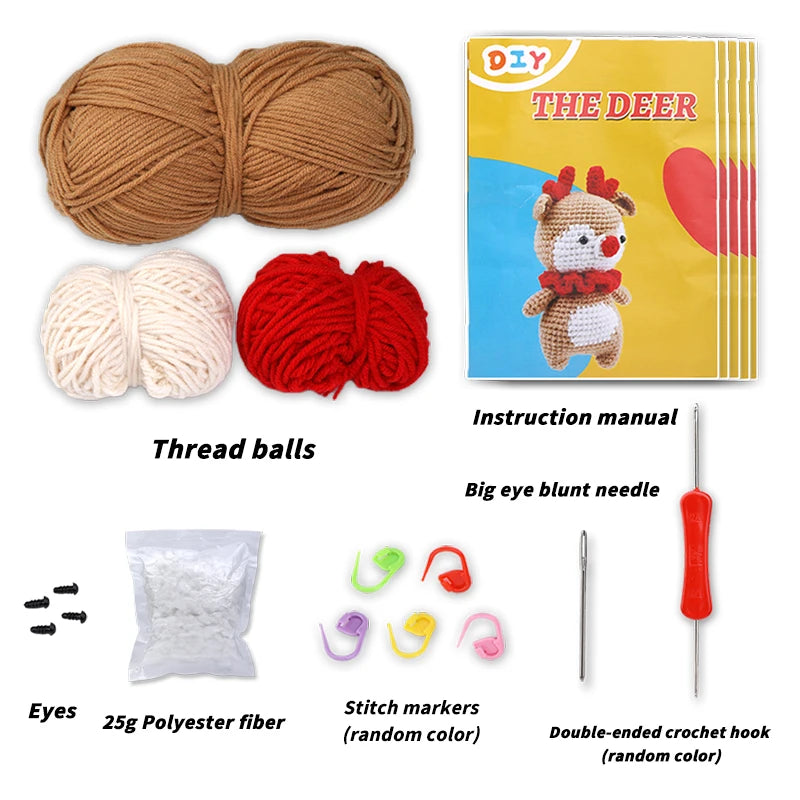 Animal Crochet Kit | Tool Yarn & Video for Beginners
