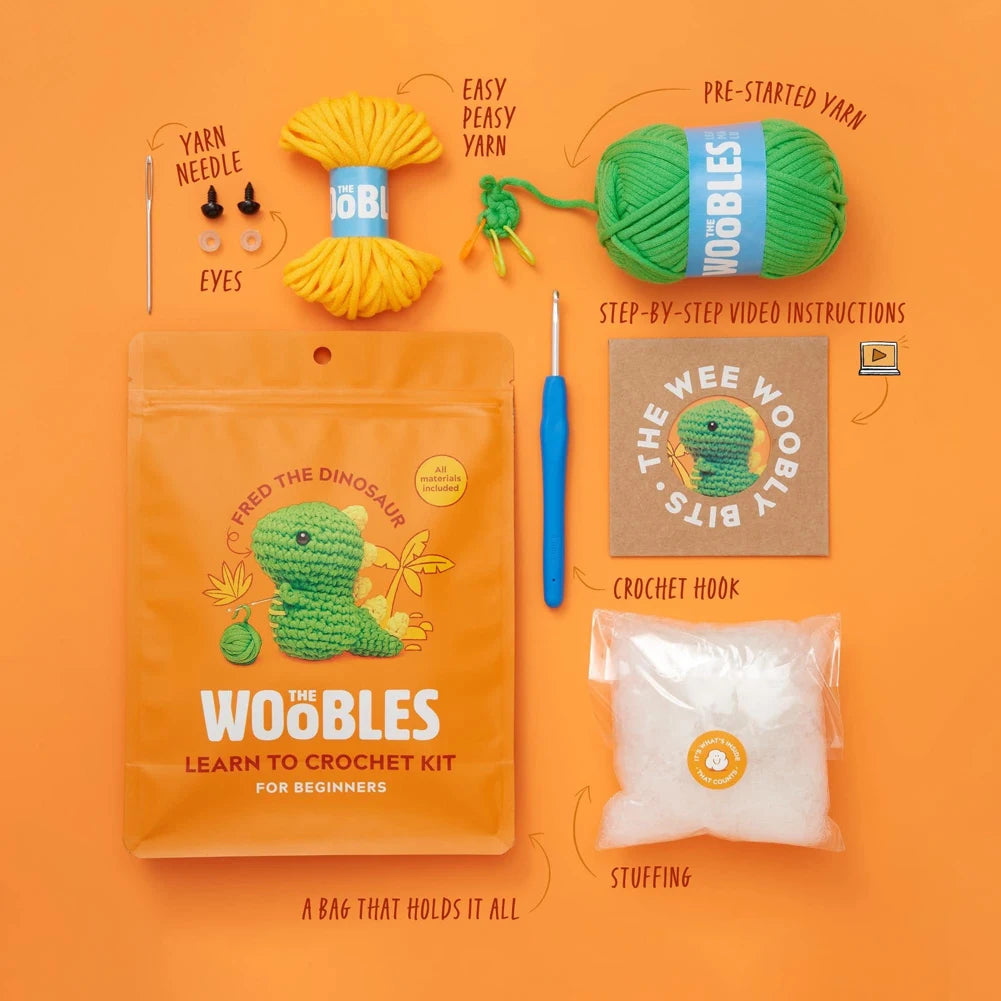Kids Crochet Kit - Cotton Yarn, Hooks & Stuffed Animal for Beginners