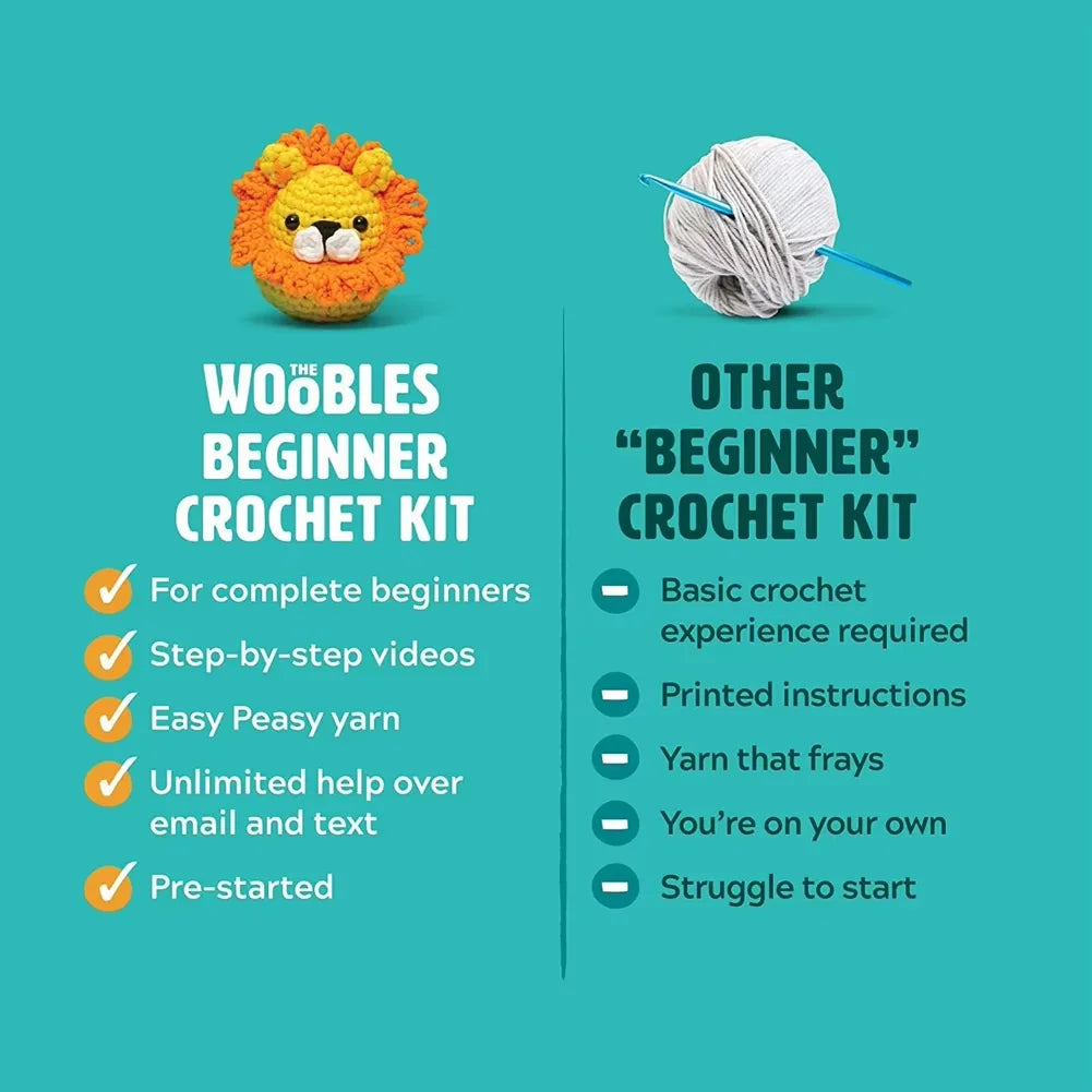 Kids Crochet Kit - Cotton Yarn, Hooks & Stuffed Animal for Beginners