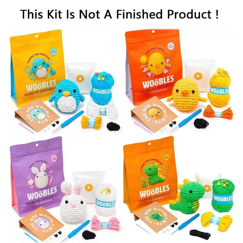 Kids Crochet Kit - Cotton Yarn, Hooks & Stuffed Animal for Beginners